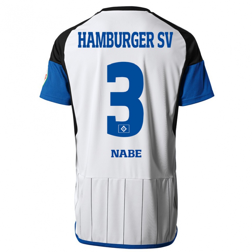 Herren Fußball Jamal Nabe #3 Weiß Heimtrikot Trikot 2023/24 T-Shirt Luxemburg