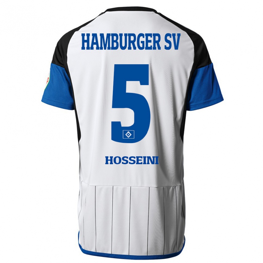 Herren Fußball Reza Hosseini #5 Weiß Heimtrikot Trikot 2023/24 T-Shirt Luxemburg