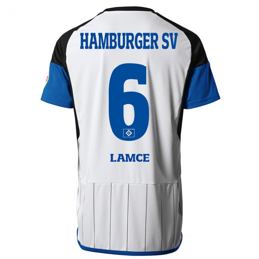 Herren Fußball Benjamin Lamce #6 Weiß Heimtrikot Trikot 2023/24 T-Shirt Luxemburg
