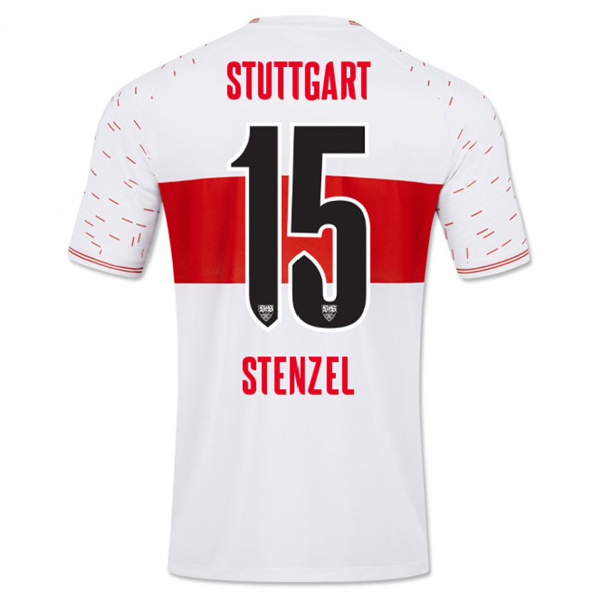 Herren Fußball Pascal Stenzel #15 Weiß Heimtrikot Trikot 2023/24 T-Shirt Luxemburg