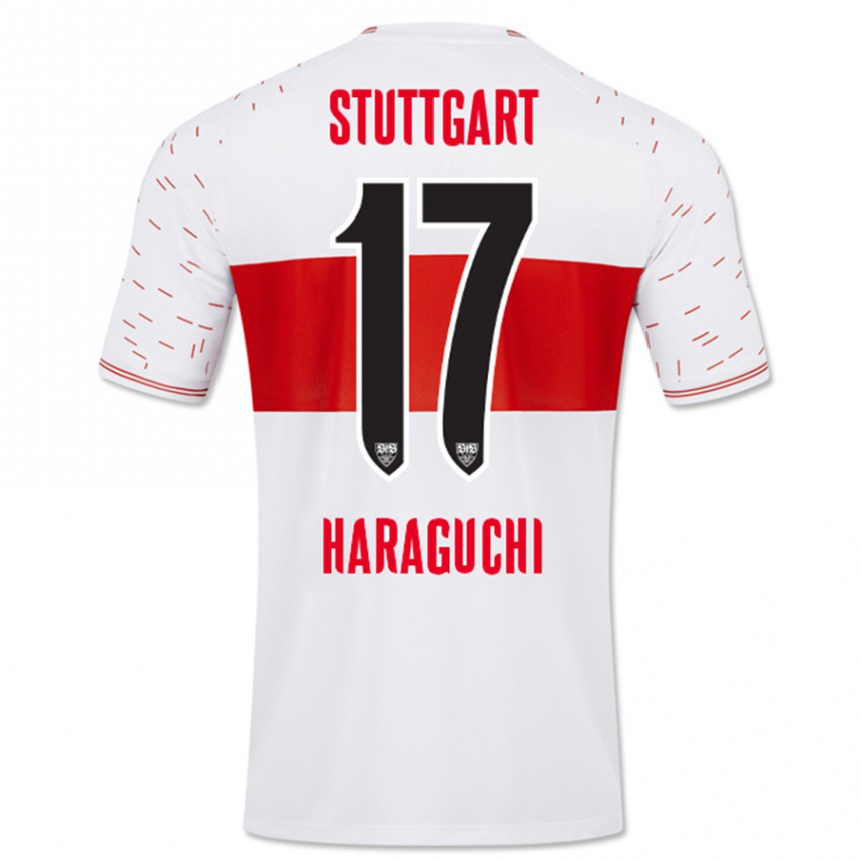 Herren Fußball Genki Haraguchi #17 Weiß Heimtrikot Trikot 2023/24 T-Shirt Luxemburg