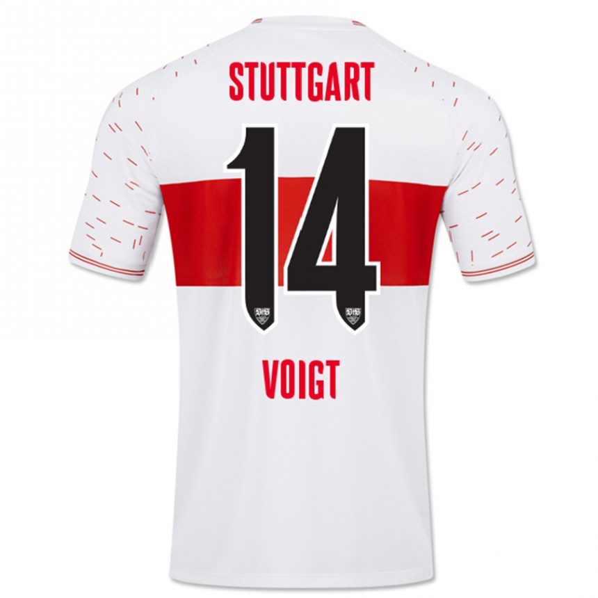Herren Fußball Max Voigt #14 Weiß Heimtrikot Trikot 2023/24 T-Shirt Luxemburg
