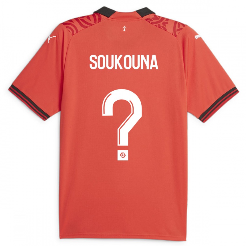 Herren Fußball Isiaka Soukouna #0 Rot Heimtrikot Trikot 2023/24 T-Shirt Luxemburg