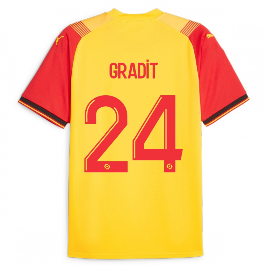 Herren Fußball Jonathan Gradit #24 Gelb Heimtrikot Trikot 2023/24 T-Shirt Luxemburg