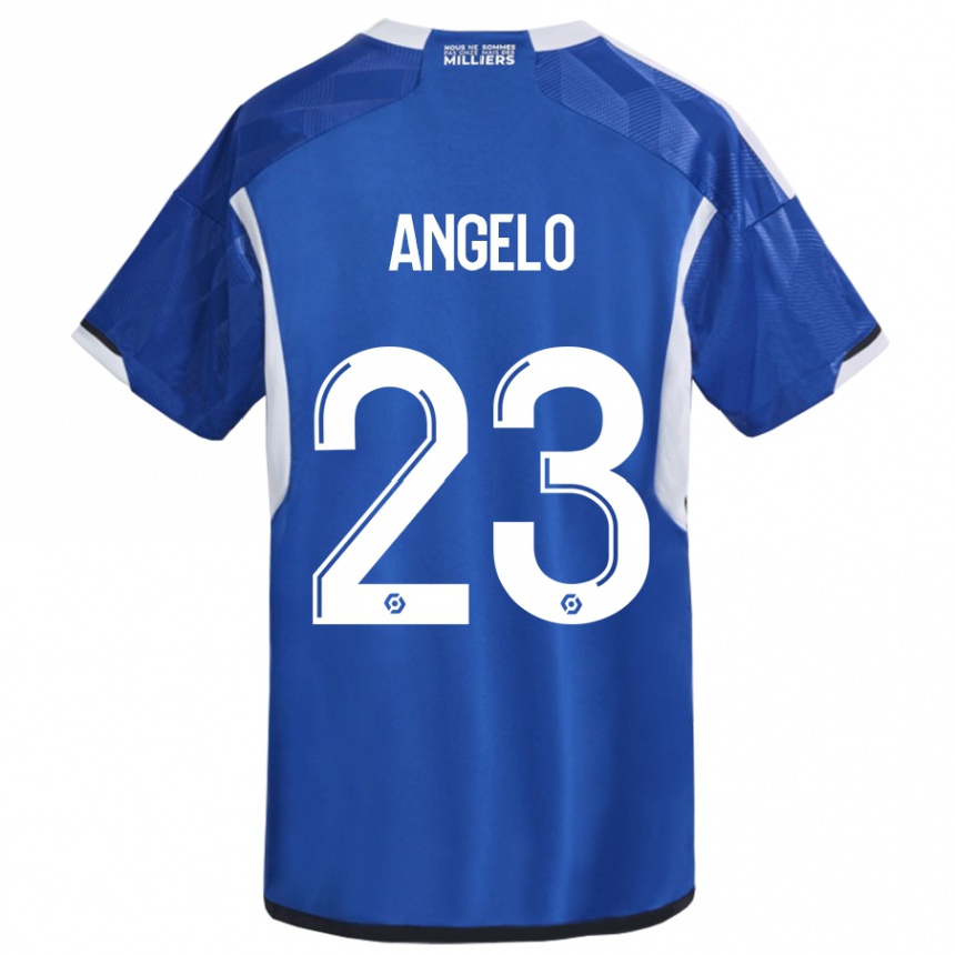 Herren Fußball Ângelo #23 Blau Heimtrikot Trikot 2023/24 T-Shirt Luxemburg