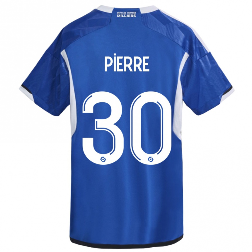 Herren Fußball Alexandre Pierre #30 Blau Heimtrikot Trikot 2023/24 T-Shirt Luxemburg