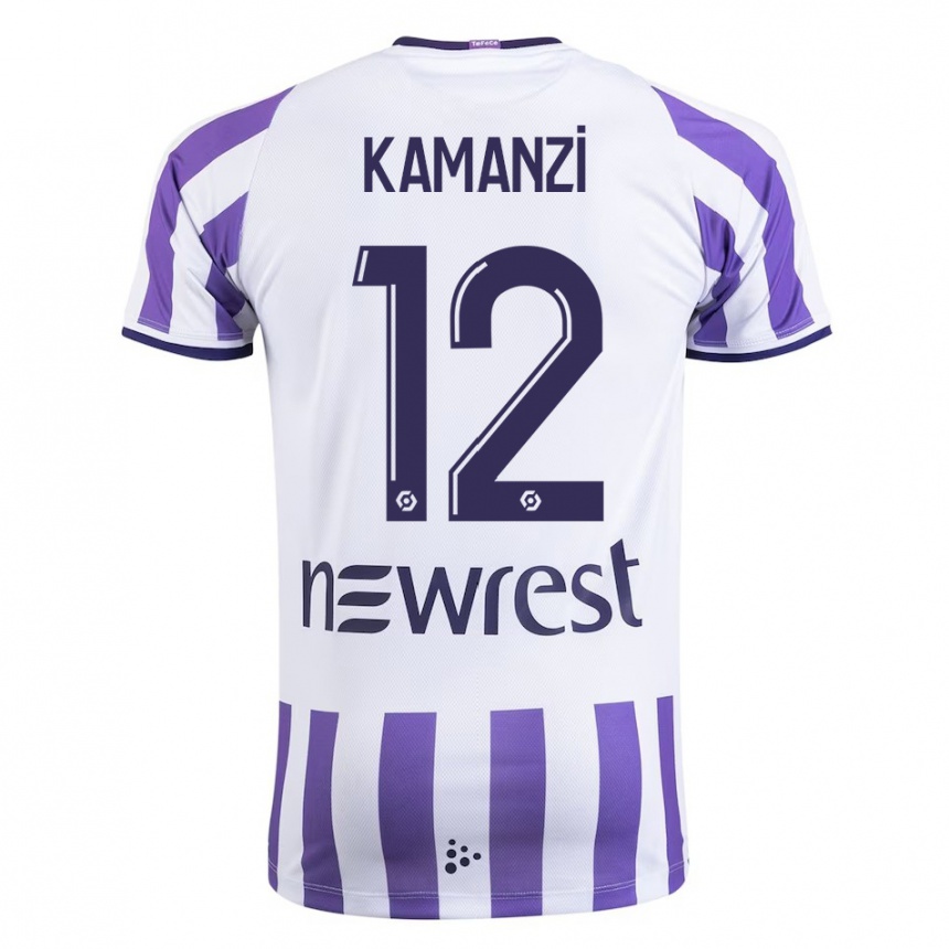 Herren Fußball Warren Kamanzi #12 Weiß Heimtrikot Trikot 2023/24 T-Shirt Luxemburg