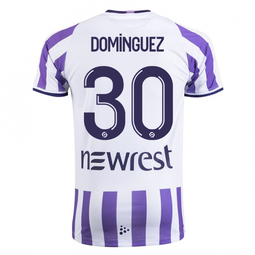 Herren Fußball Álex Domínguez #30 Weiß Heimtrikot Trikot 2023/24 T-Shirt Luxemburg