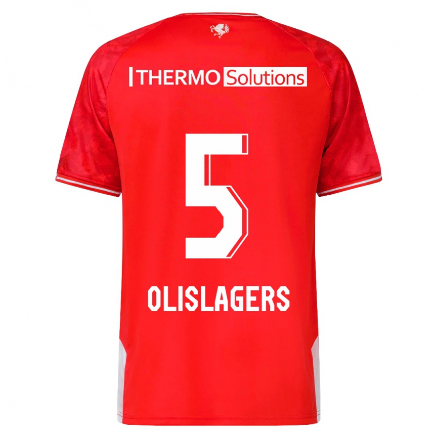 Herren Fußball Marisa Olislagers #5 Rot Heimtrikot Trikot 2023/24 T-Shirt Luxemburg