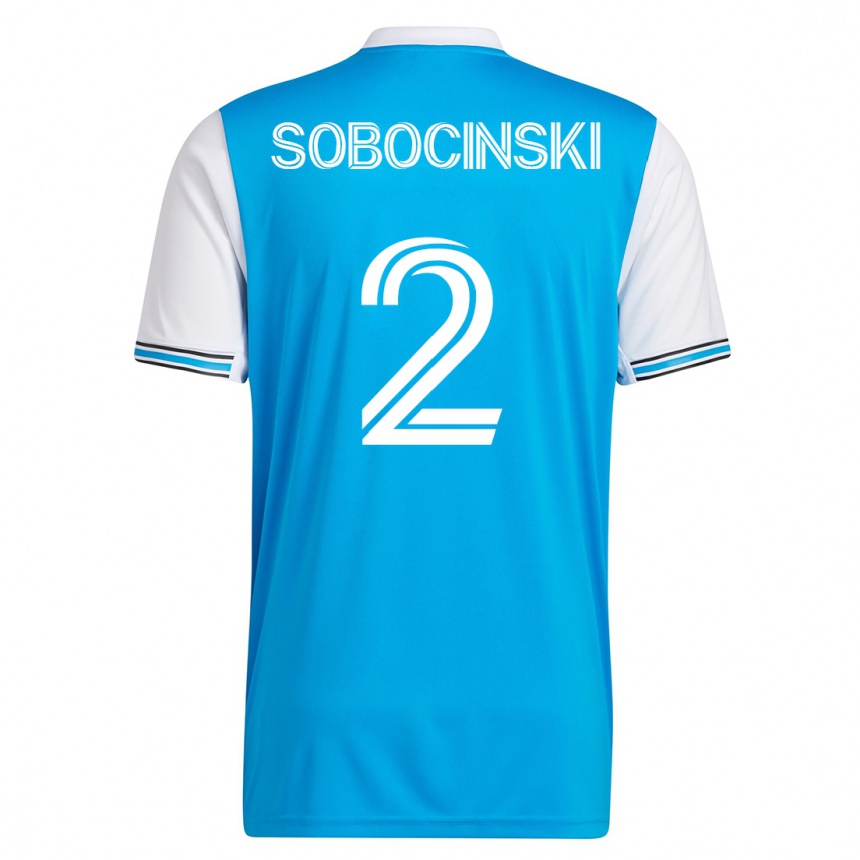 Herren Fußball Jan Sobocinski #2 Blau Heimtrikot Trikot 2023/24 T-Shirt Luxemburg