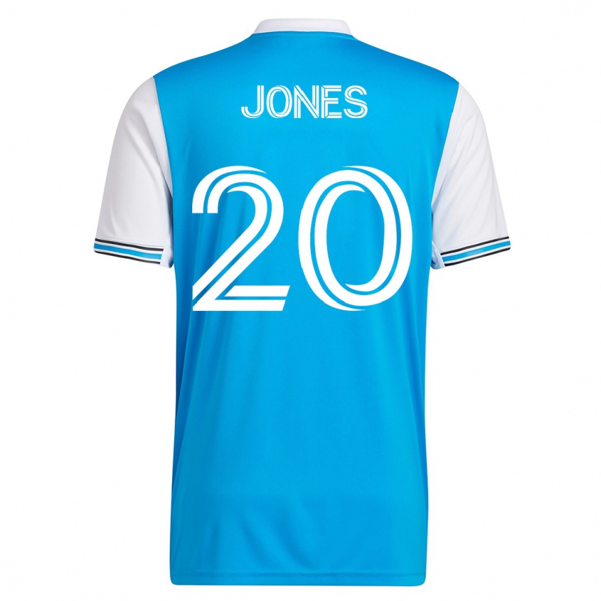 Herren Fußball Derrick Jones #20 Blau Heimtrikot Trikot 2023/24 T-Shirt Luxemburg