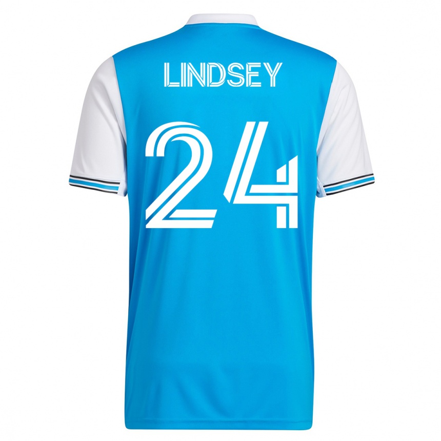Herren Fußball Jaylin Lindsey #24 Blau Heimtrikot Trikot 2023/24 T-Shirt Luxemburg