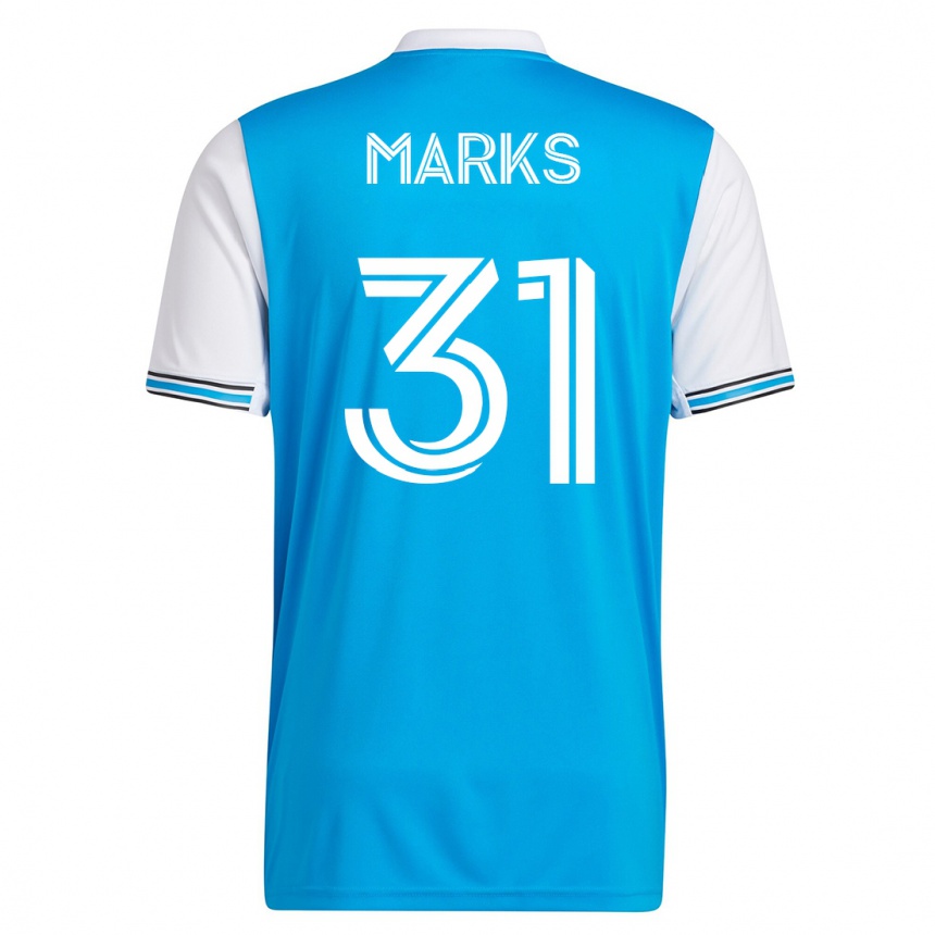 Herren Fußball George Marks #31 Blau Heimtrikot Trikot 2023/24 T-Shirt Luxemburg