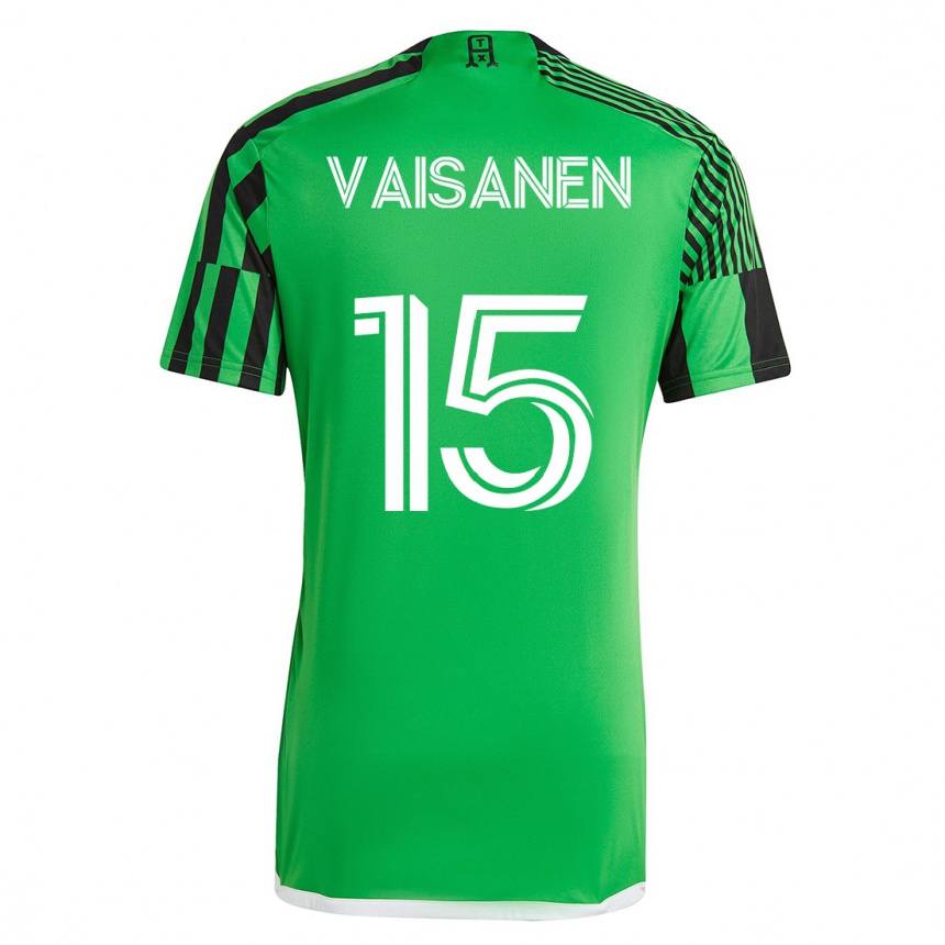 Herren Fußball Leo Väisänen #15 Grün Schwarz Heimtrikot Trikot 2023/24 T-Shirt Luxemburg