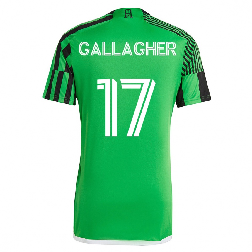Herren Fußball Jon Gallagher #17 Grün Schwarz Heimtrikot Trikot 2023/24 T-Shirt Luxemburg