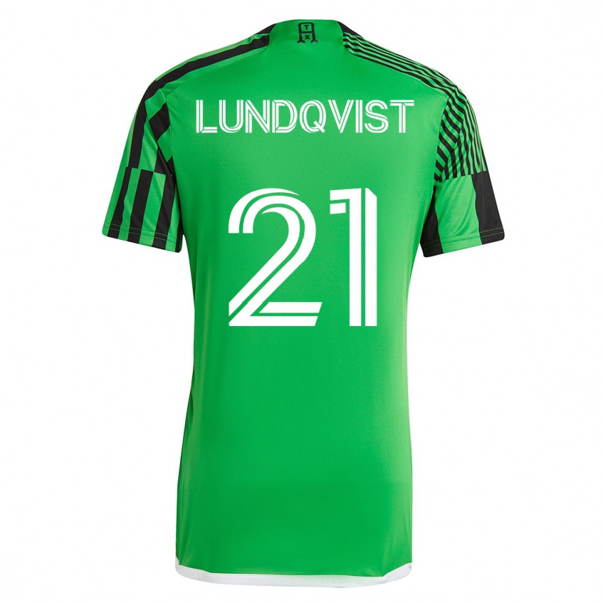 Herren Fußball Adam Lundqvist #21 Grün Schwarz Heimtrikot Trikot 2023/24 T-Shirt Luxemburg