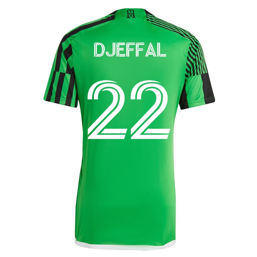 Herren Fußball Sofiane Djeffal #22 Grün Schwarz Heimtrikot Trikot 2023/24 T-Shirt Luxemburg
