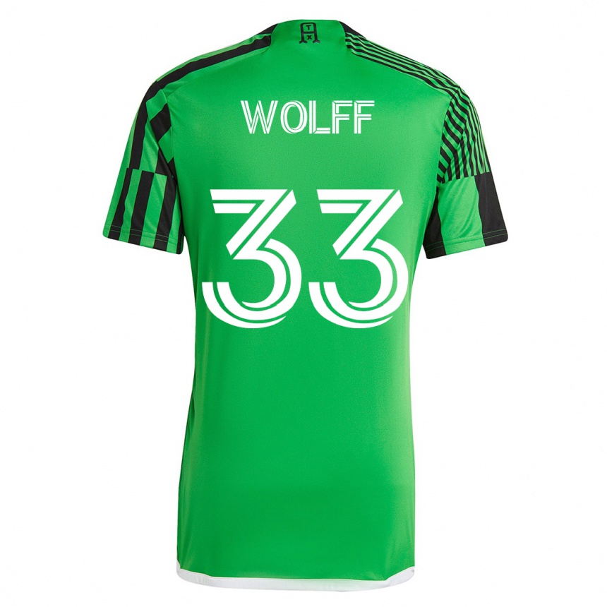 Herren Fußball Owen Wolff #33 Grün Schwarz Heimtrikot Trikot 2023/24 T-Shirt Luxemburg