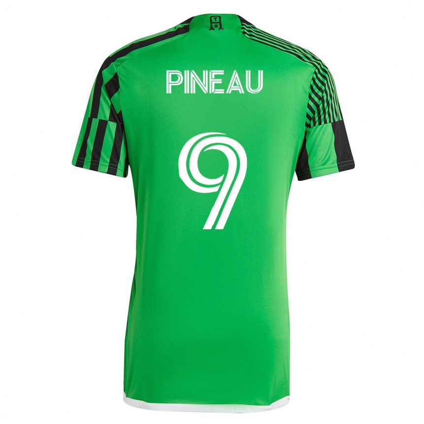 Herren Fußball Sebastien Pineau #9 Grün Schwarz Heimtrikot Trikot 2023/24 T-Shirt Luxemburg
