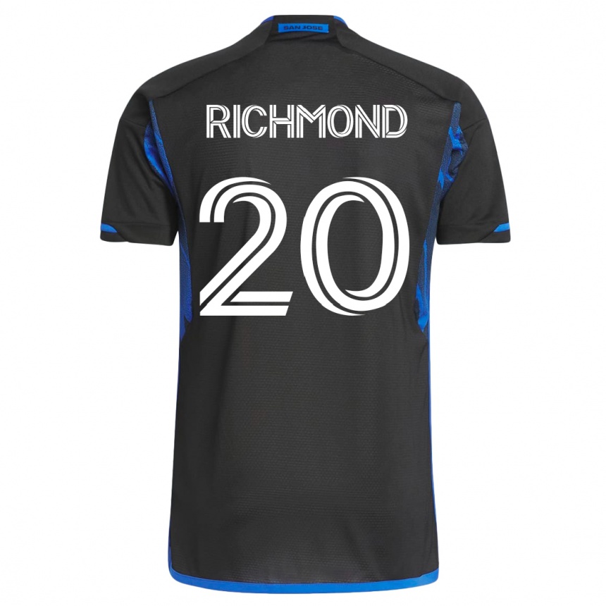 Herren Fußball Will Richmond #20 Blau Schwarz Heimtrikot Trikot 2023/24 T-Shirt Luxemburg