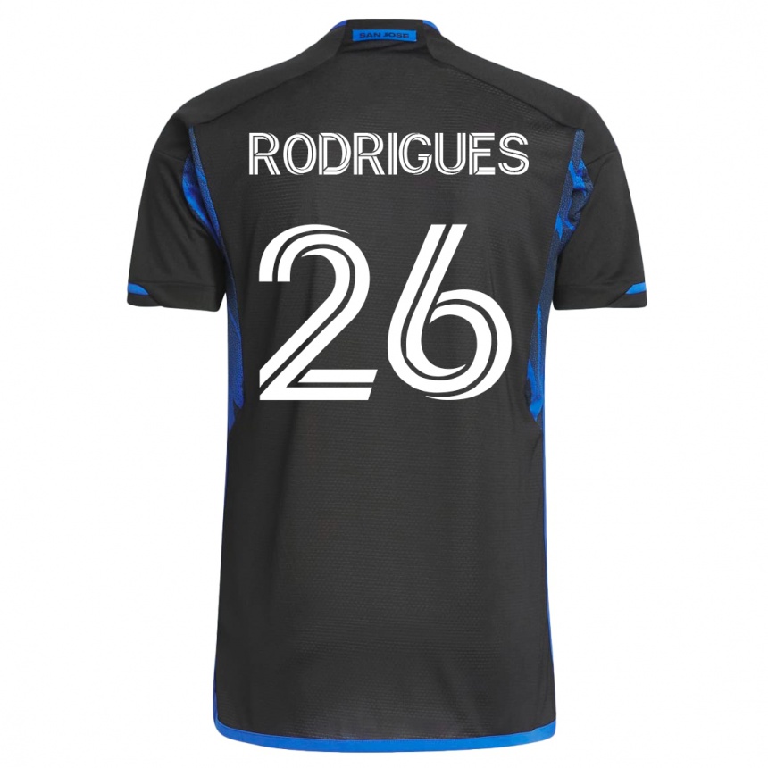 Herren Fußball Rodrigues #26 Blau Schwarz Heimtrikot Trikot 2023/24 T-Shirt Luxemburg