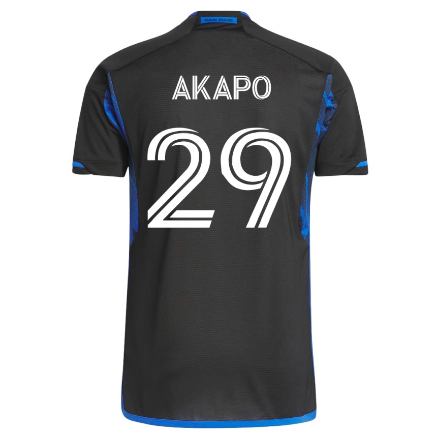 Herren Fußball Carlos Akapo #29 Blau Schwarz Heimtrikot Trikot 2023/24 T-Shirt Luxemburg