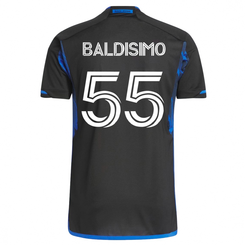 Herren Fußball Michael Baldisimo #55 Blau Schwarz Heimtrikot Trikot 2023/24 T-Shirt Luxemburg