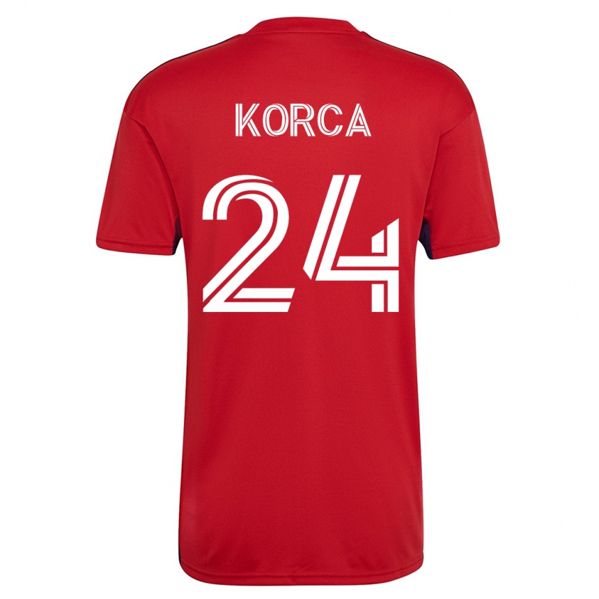 Herren Fußball Amet Korca #24 Rot Heimtrikot Trikot 2023/24 T-Shirt Luxemburg