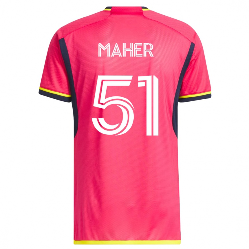 Herren Fußball Josh Maher #51 Rosa Heimtrikot Trikot 2023/24 T-Shirt Luxemburg