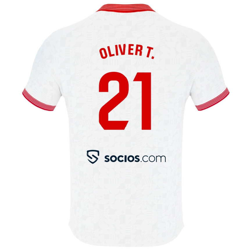 Herren Fußball Óliver Torres #21 Weiß Heimtrikot Trikot 2023/24 T-Shirt Luxemburg