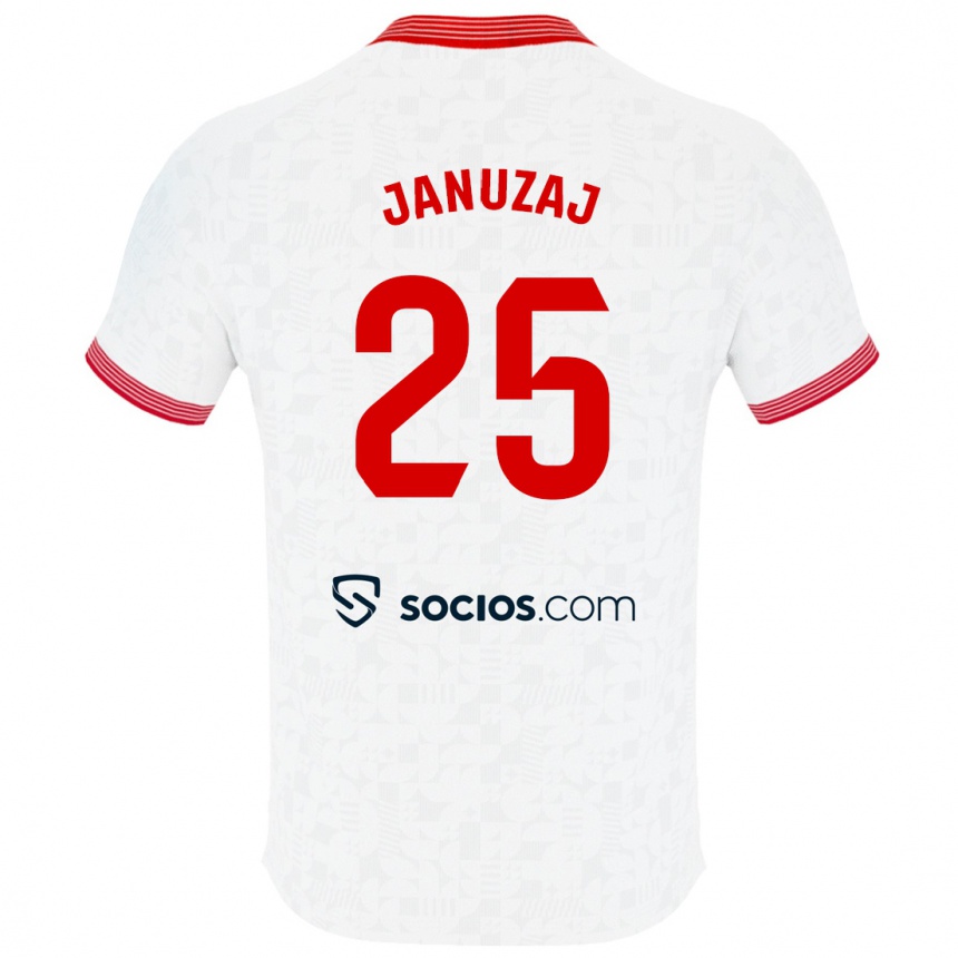 Herren Fußball Adnan Januzaj #25 Weiß Heimtrikot Trikot 2023/24 T-Shirt Luxemburg