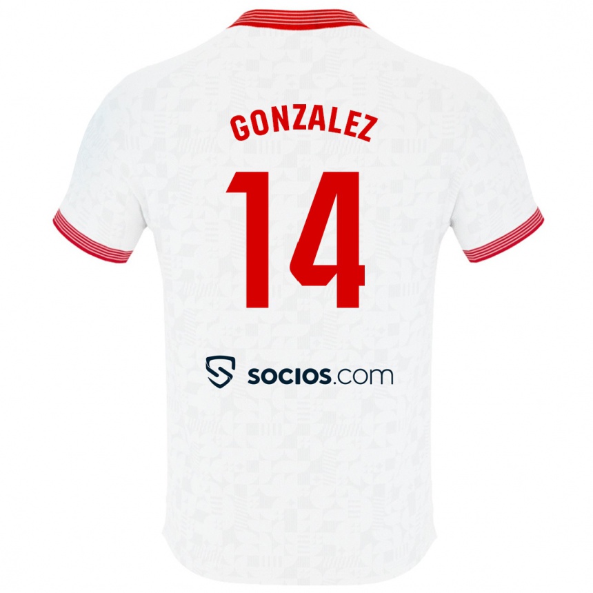 Herren Fußball Alberto González #14 Weiß Heimtrikot Trikot 2023/24 T-Shirt Luxemburg