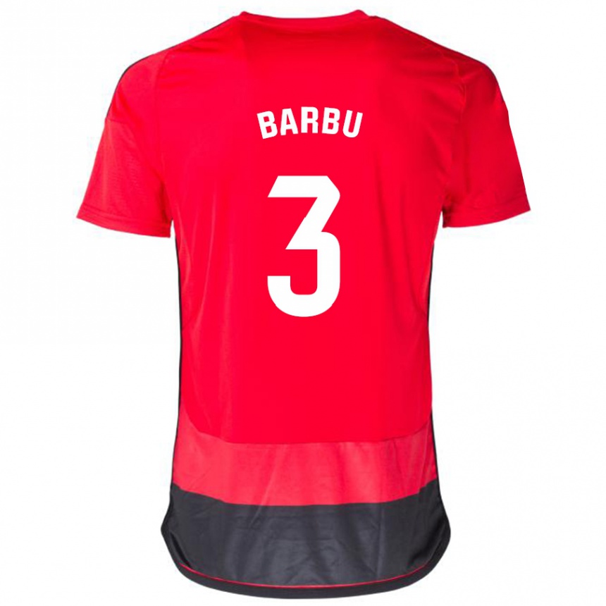 Herren Fußball Álex Barbu #3 Rot Schwarz Heimtrikot Trikot 2023/24 T-Shirt Luxemburg