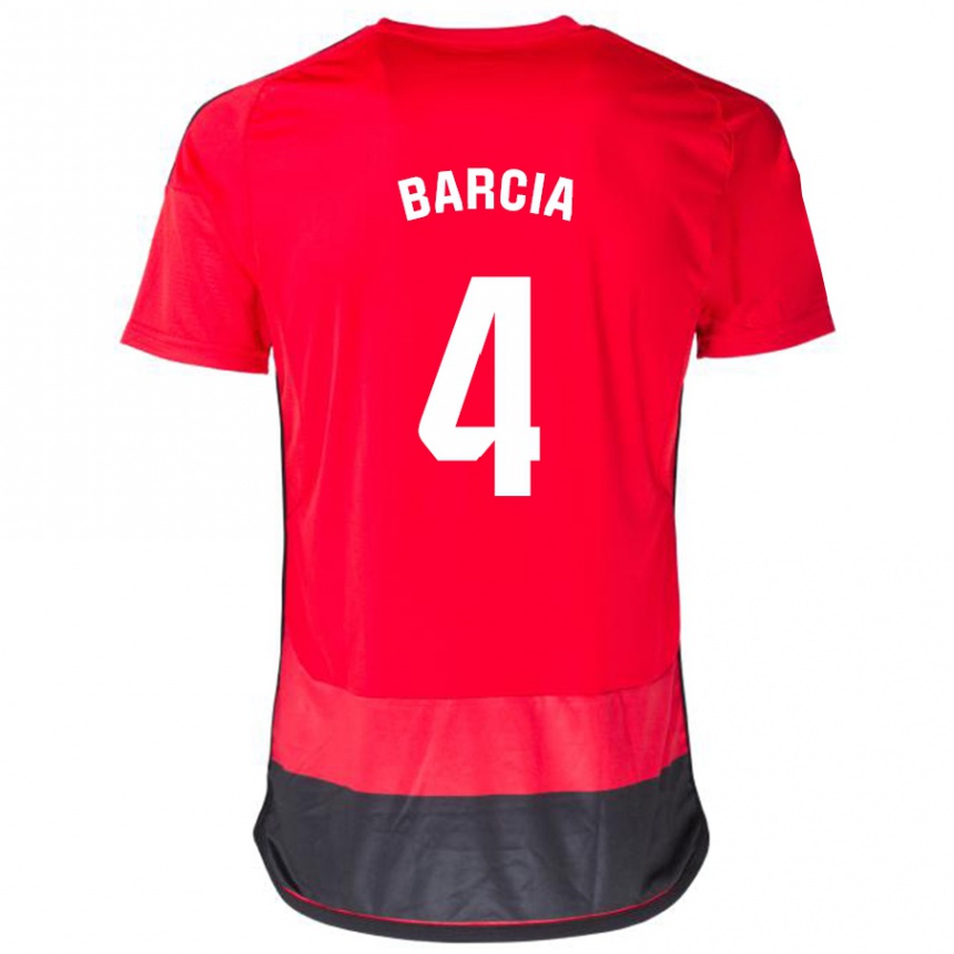 Herren Fußball Sergio Barcia #4 Rot Schwarz Heimtrikot Trikot 2023/24 T-Shirt Luxemburg