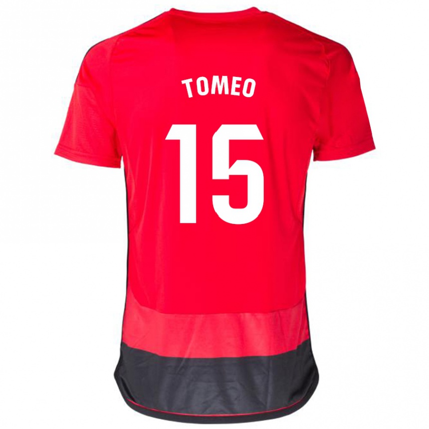 Herren Fußball Pablo Tomeo #15 Rot Schwarz Heimtrikot Trikot 2023/24 T-Shirt Luxemburg