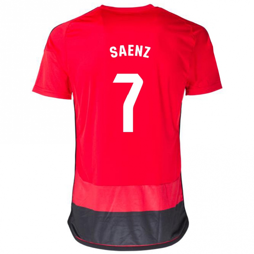 Herren Fußball Raúl Sáenz #7 Rot Schwarz Heimtrikot Trikot 2023/24 T-Shirt Luxemburg