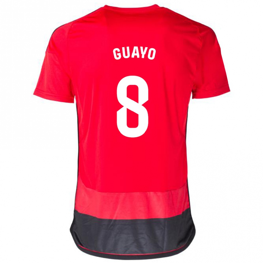 Herren Fußball Guayo #8 Rot Schwarz Heimtrikot Trikot 2023/24 T-Shirt Luxemburg