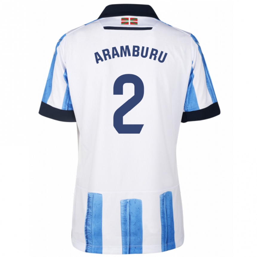 Herren Fußball Jon Aramburu #2 Blau Weiss Heimtrikot Trikot 2023/24 T-Shirt Luxemburg