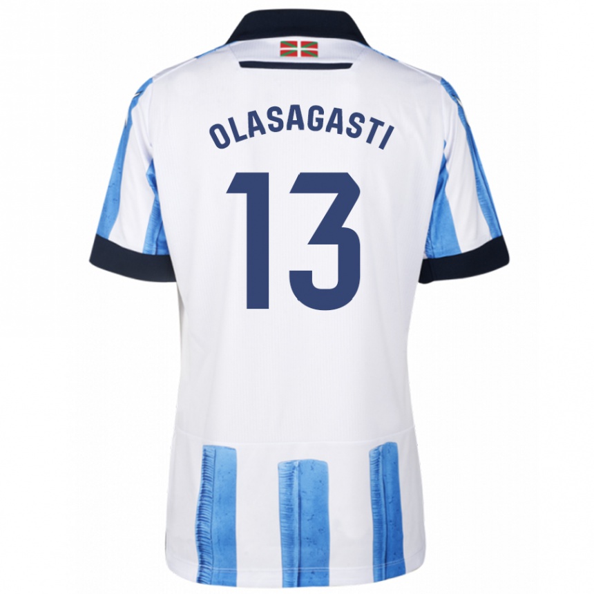 Herren Fußball Lander Olasagasti #13 Blau Weiss Heimtrikot Trikot 2023/24 T-Shirt Luxemburg