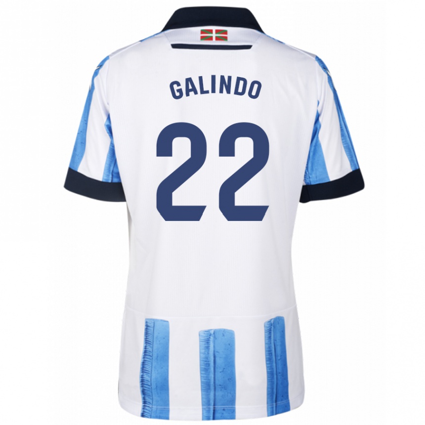 Herren Fußball Iker Galindo #22 Blau Weiss Heimtrikot Trikot 2023/24 T-Shirt Luxemburg
