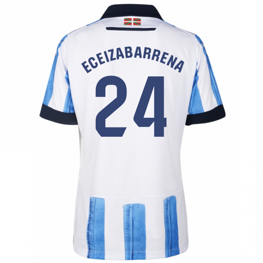 Herren Fußball Jon Eceizabarrena #24 Blau Weiss Heimtrikot Trikot 2023/24 T-Shirt Luxemburg