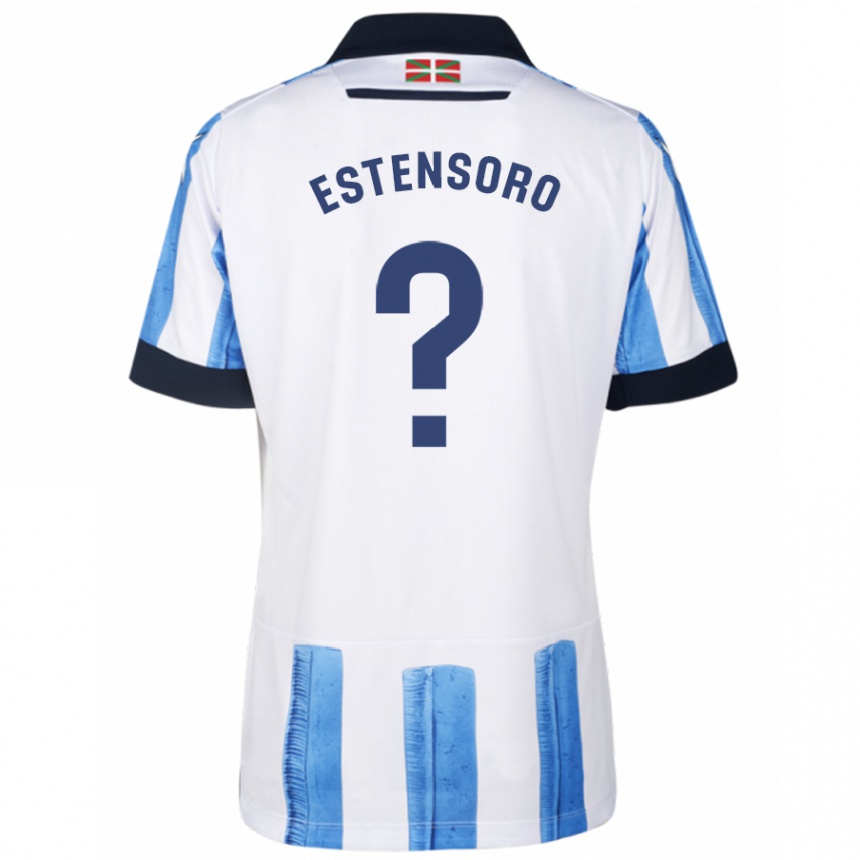Herren Fußball Patxi Aizpurua Estensoro #0 Blau Weiss Heimtrikot Trikot 2023/24 T-Shirt Luxemburg