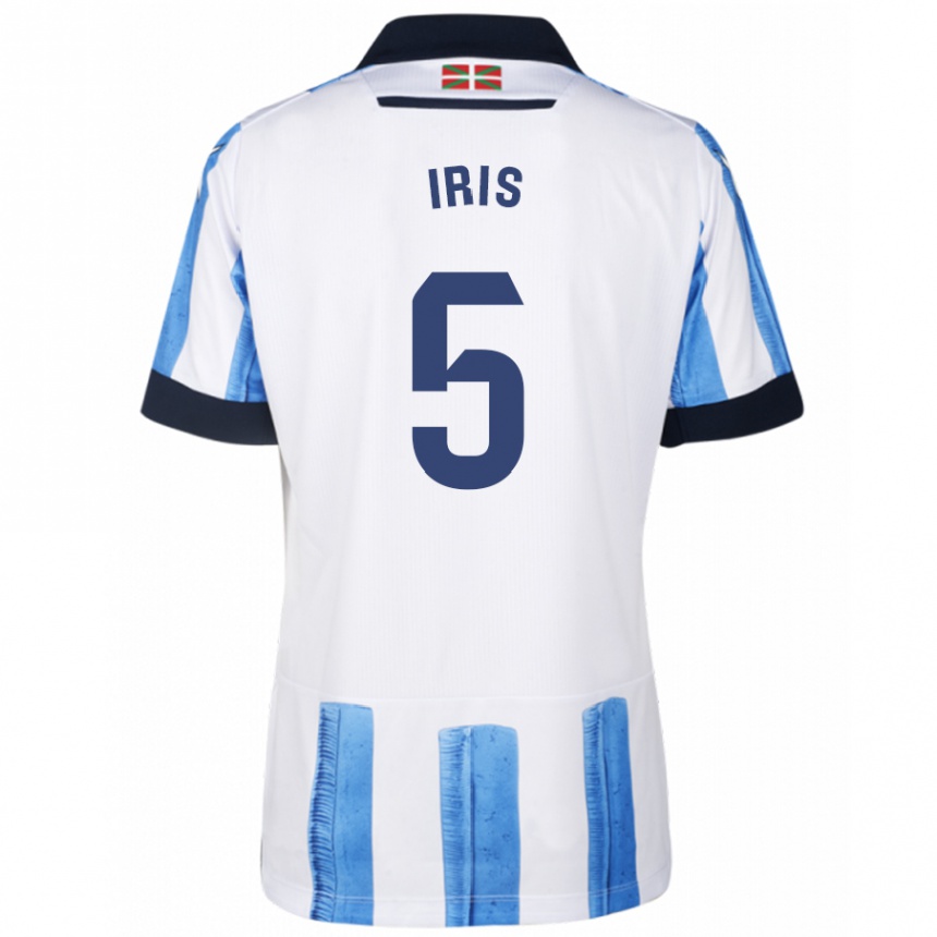 Herren Fußball Iris Arnaiz Gil #5 Blau Weiss Heimtrikot Trikot 2023/24 T-Shirt Luxemburg