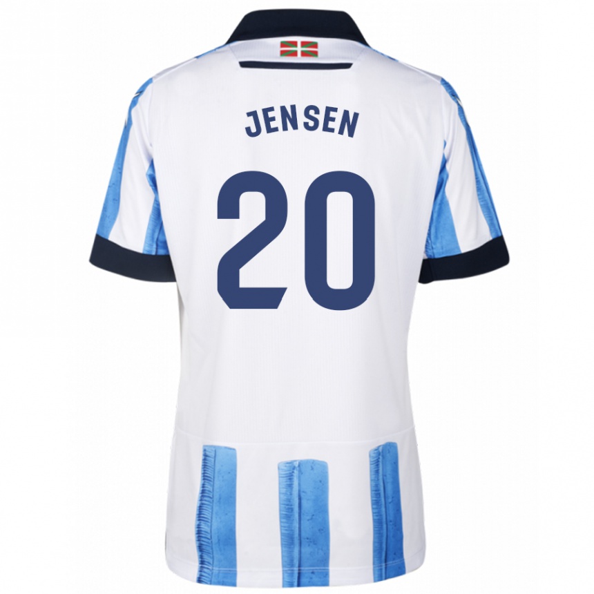 Herren Fußball Synne Jensen #20 Blau Weiss Heimtrikot Trikot 2023/24 T-Shirt Luxemburg