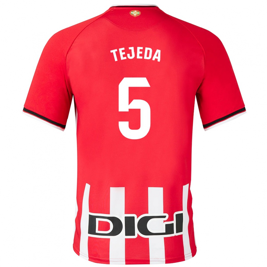 Herren Fußball Diego Tejeda #5 Rot Heimtrikot Trikot 2023/24 T-Shirt Luxemburg