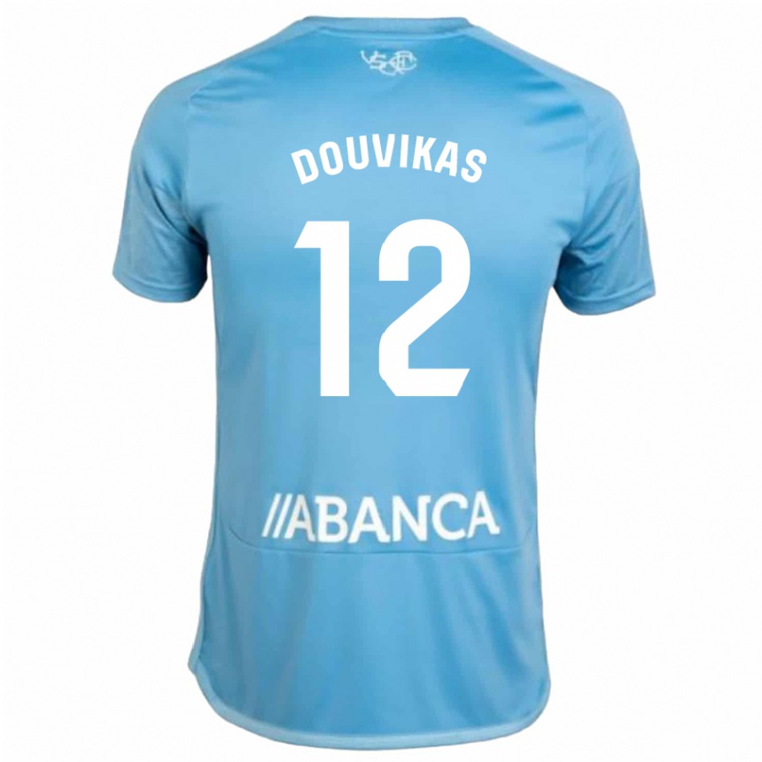 Herren Fußball Anastasios Douvikas #12 Blau Heimtrikot Trikot 2023/24 T-Shirt Luxemburg