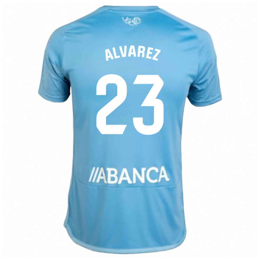 Herren Fußball Hugo Álvarez #23 Blau Heimtrikot Trikot 2023/24 T-Shirt Luxemburg