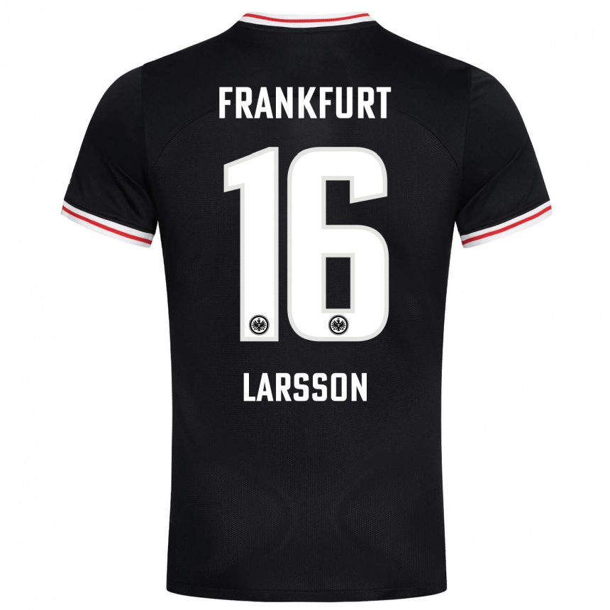 Herren Fußball Hugo Larsson #16 Schwarz Auswärtstrikot Trikot 2023/24 T-Shirt Luxemburg