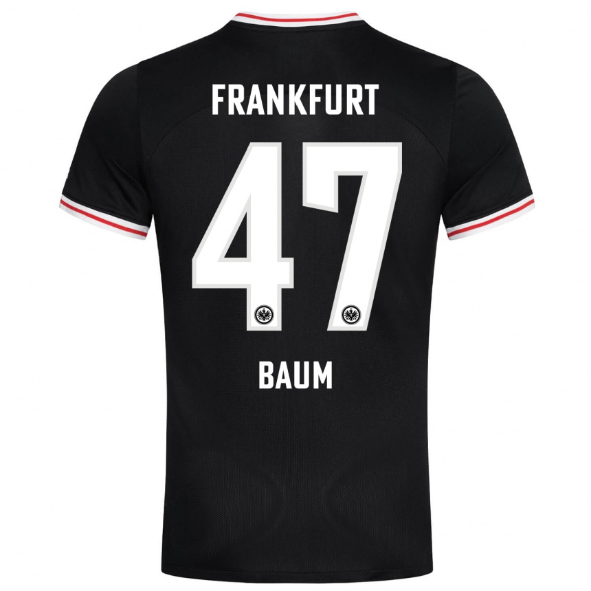 Herren Fußball Elias Baum #47 Schwarz Auswärtstrikot Trikot 2023/24 T-Shirt Luxemburg
