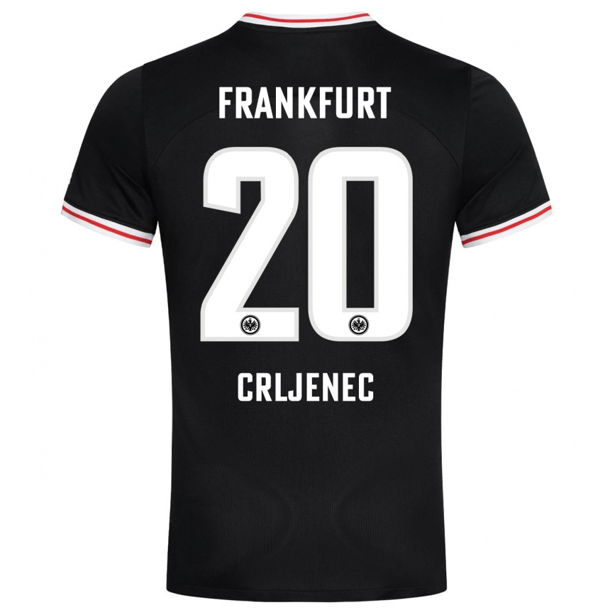 Herren Fußball Dominik Crljenec #20 Schwarz Auswärtstrikot Trikot 2023/24 T-Shirt Luxemburg